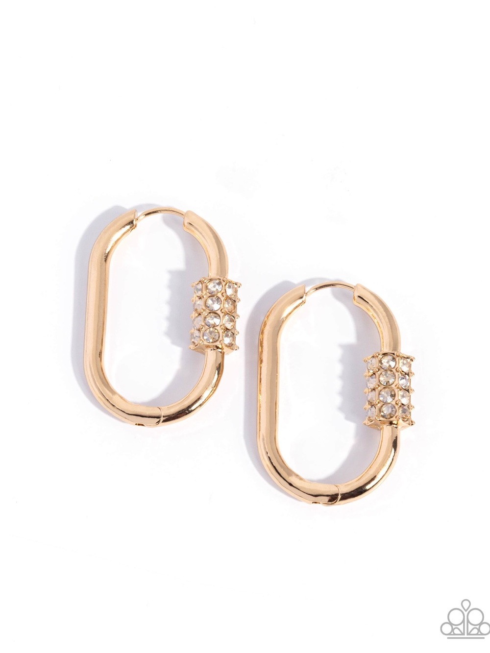 paparazzi Gold Crystal-Accented Oval Hoop Earrings